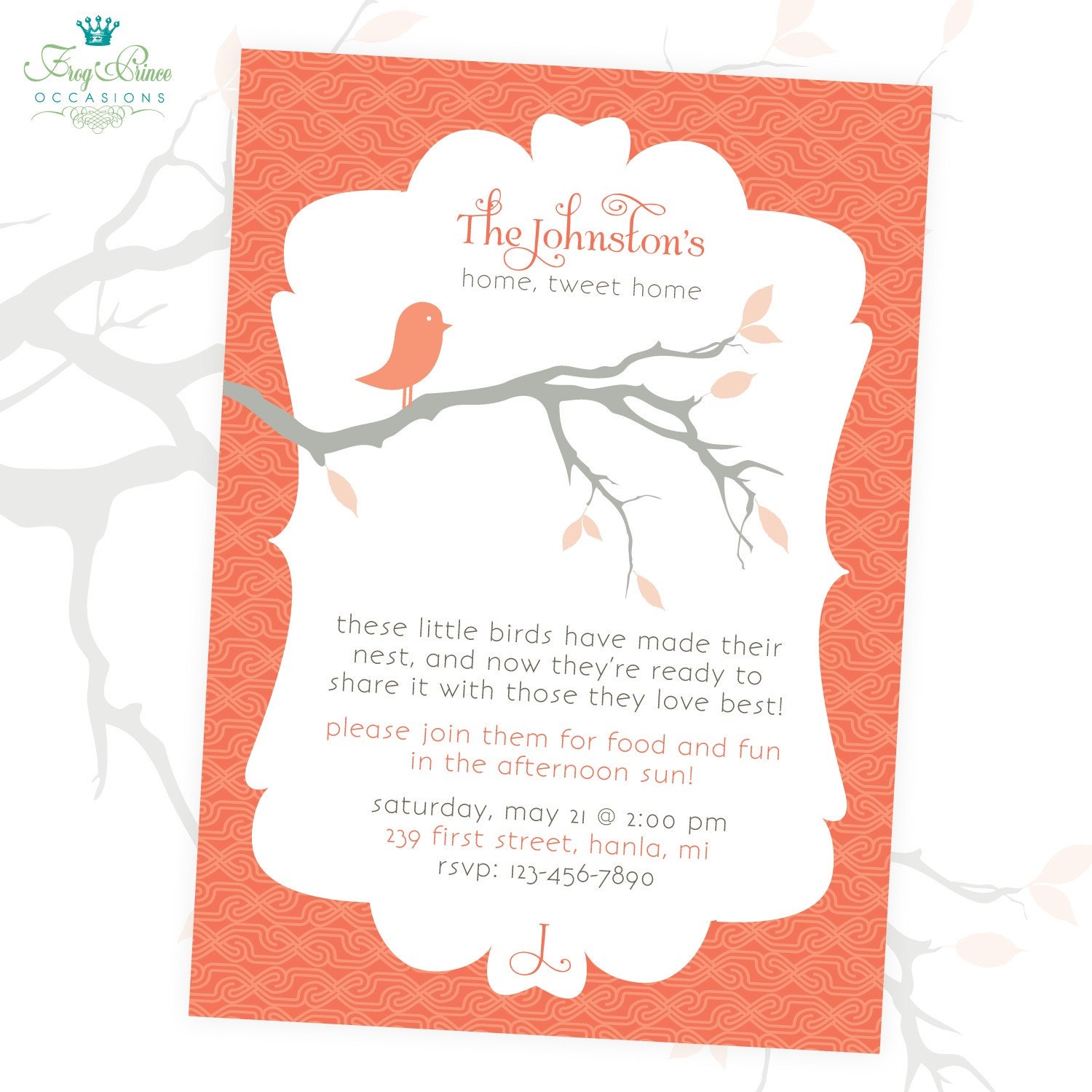 Home Tweet Home Housewarming Custom Invitation - DIY Printable