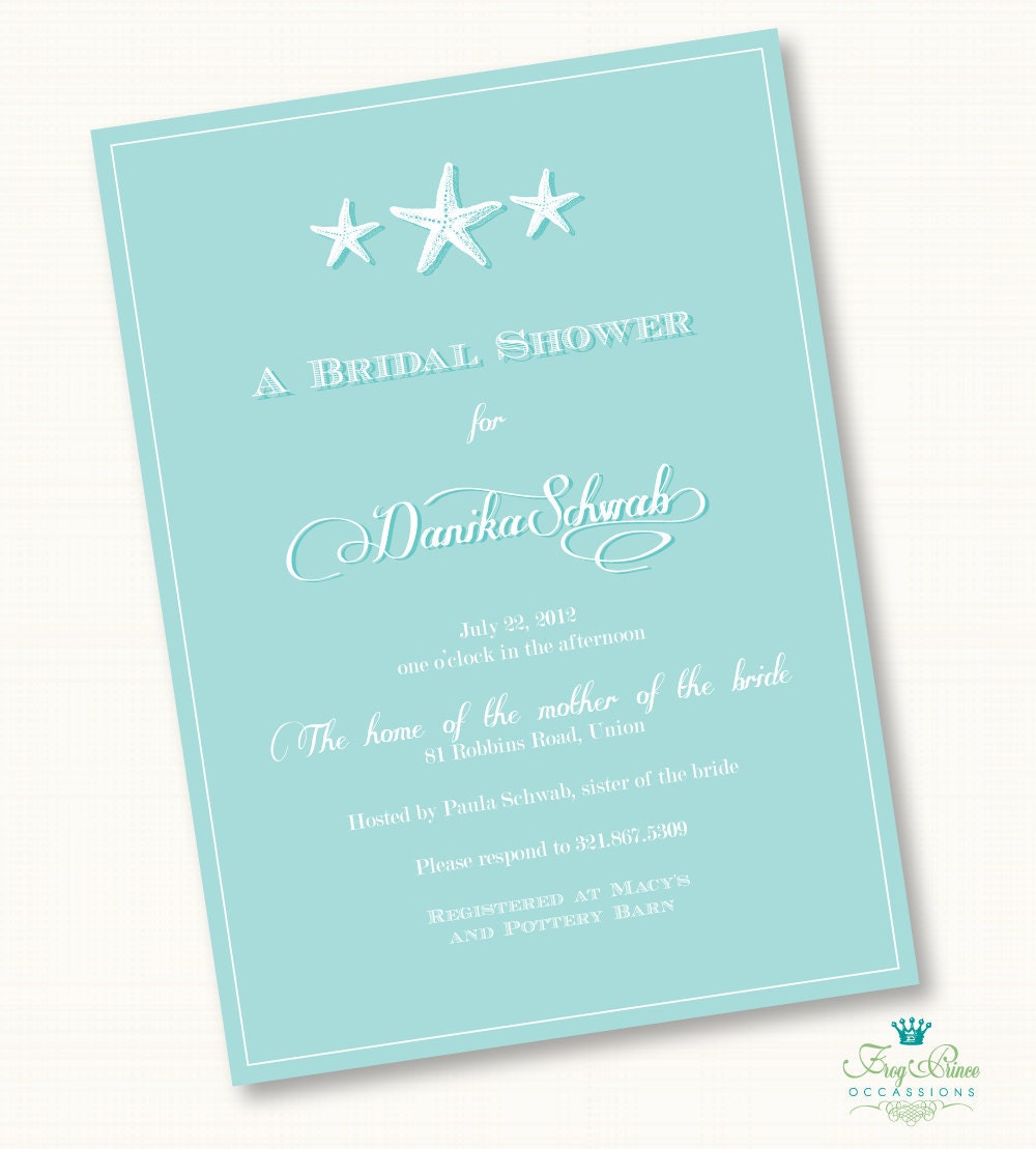 Starfish Spa Bridal Shower Invitation - DIY Printable