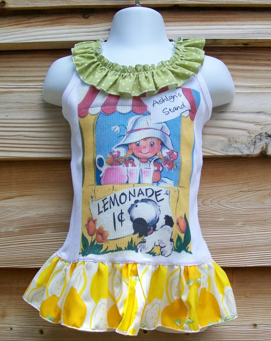New Vintage Tank Top wIth ruffled neck and ruffle at the bottom of Tank Top Your choice of Image --Personalized FREE