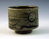 celadon teabowl brushwork boat sun stoneware