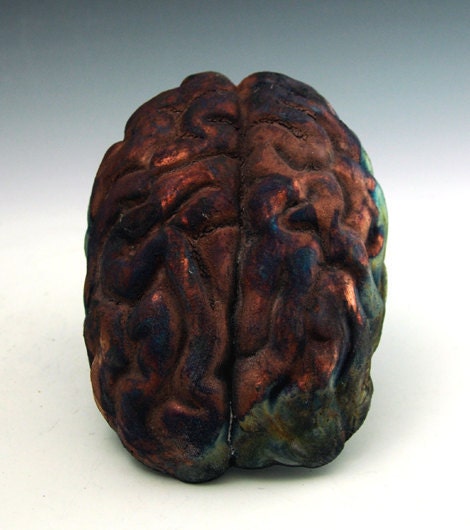 raku brain, copper sand