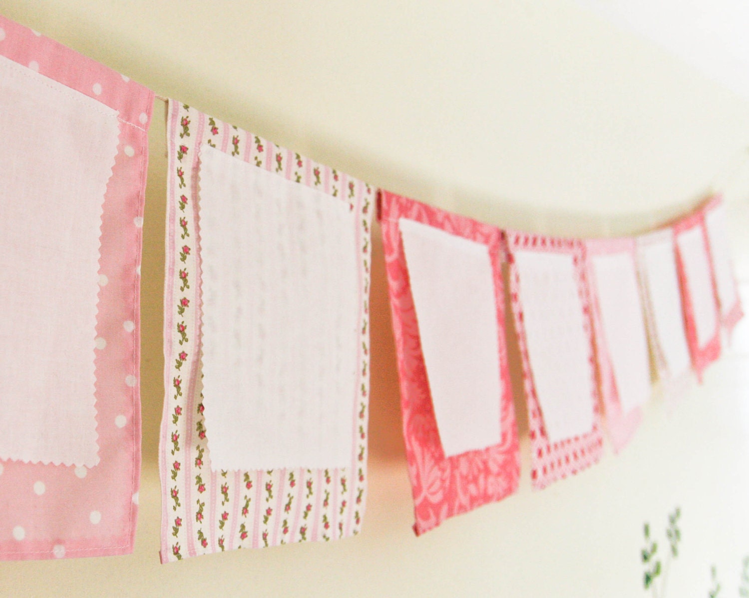 Wish Flag Banner, Pink Baby Girl Shower Decoration, Mother Blessing Bunting, Shabby Cottage Banner Il_570xn