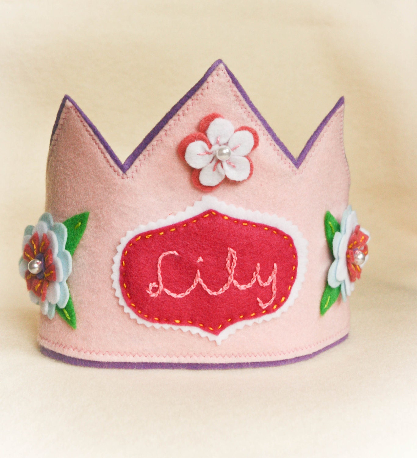 Personalized Felt Crown- Pink Fairy Princess, Costume Accessory Il_570xn