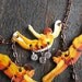 Yellow Statement Necklace For Her Circus Vintage Inspired Flying Acrobats