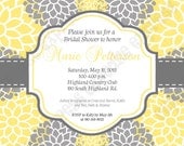 DIY Sunshine Chic PRINTABLE Shower Invitation 5x7 yellow grey Bridal Shower Il_170x135