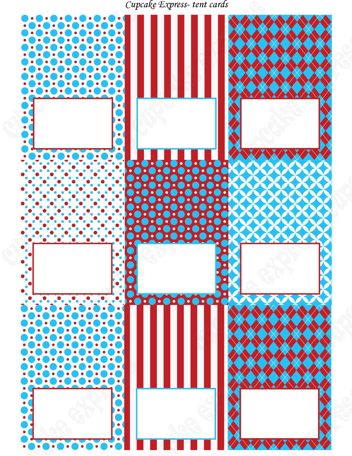 INSTANT DOWNLOAD diy Dr. Seuss Inspired Birthday Party PRINTABLE Food Labels Tent Cards Red Blue white polka dots stripes Il_570xn