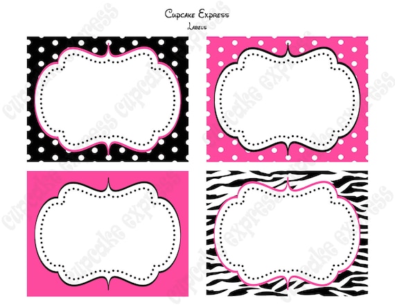 INSTAND DOWNLOAD diy Zebra Minnie Mouse Birthday Party PRINTABLE Labels Food favor tags Pink black Il_570xn