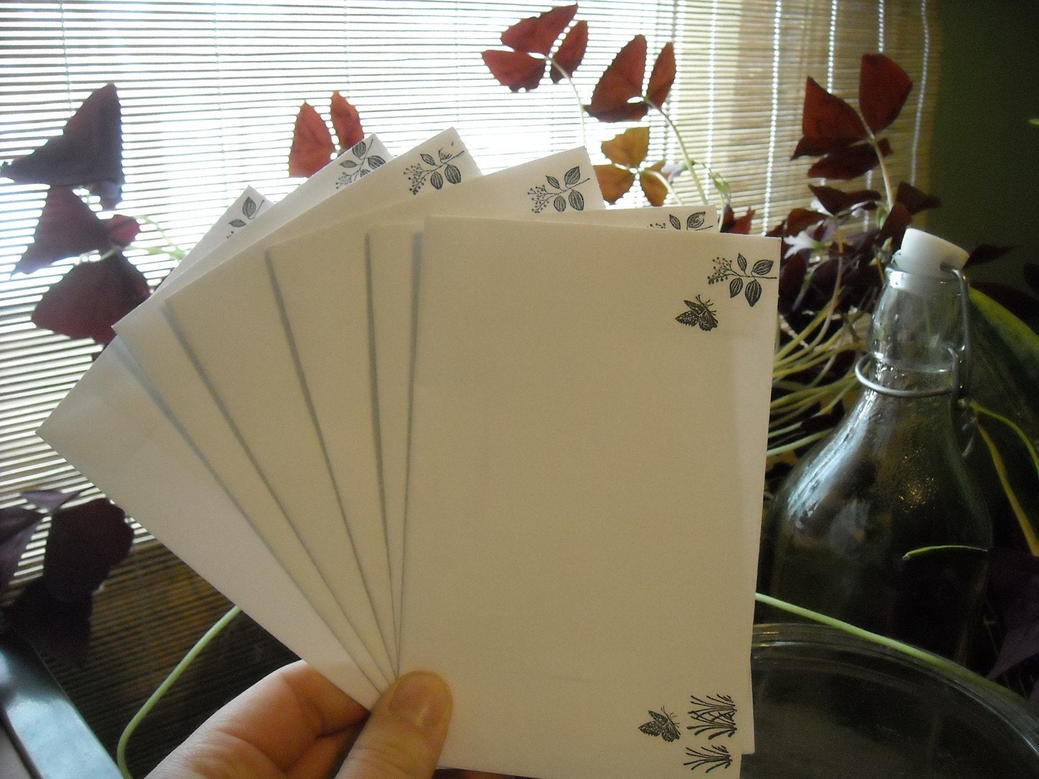 Upcycled Handmade Six Piece Butterfly in the Grass Envelope Set
