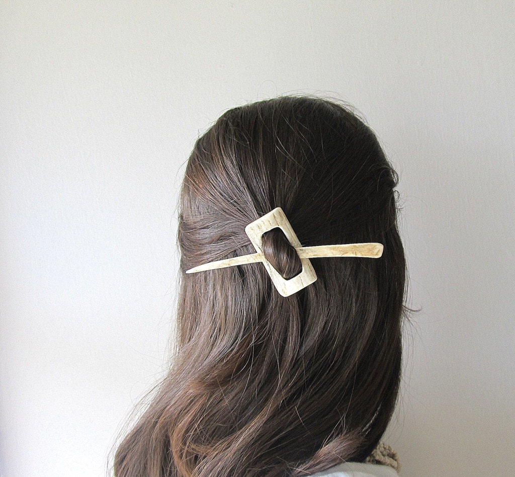 Shawl Pin Deer Antler Elk Horn Hair Pin Organic Bone Accessory - JCMcCairn