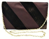 Vintage 1960s Dorca of Spain Brown Velvet & Satin Evening Purse and Clutch