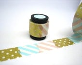 Japanese Washi Masking Deco Tape: Gold,Pink,Blue Patchwork