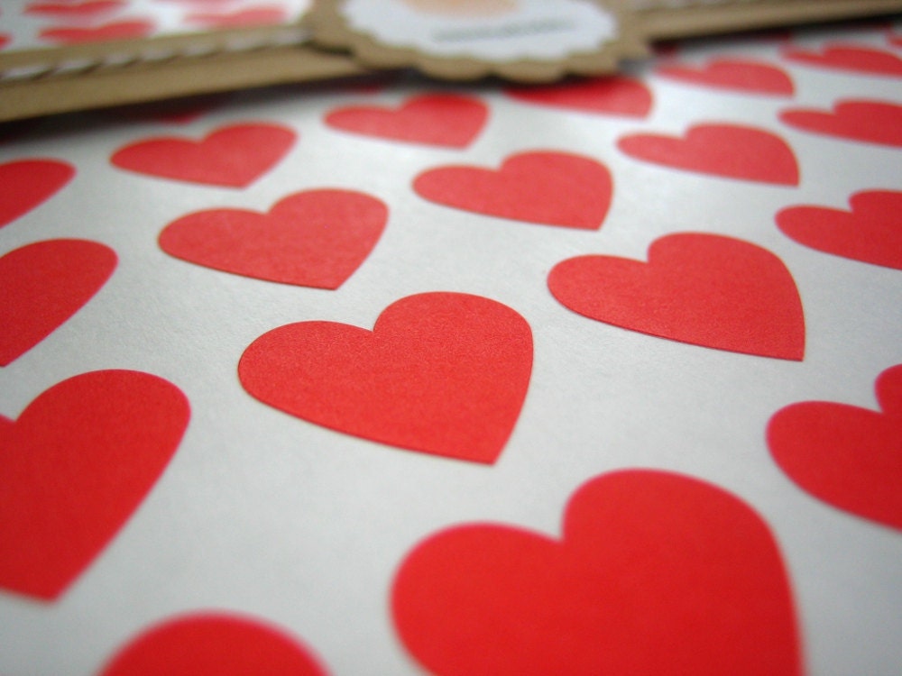 Small Red Heart Stickers - Set of 108, 0.75" x 0.75"