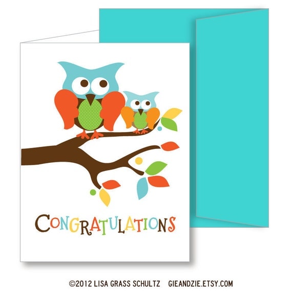 Owl Congratulations New Baby A2 Greeting Card