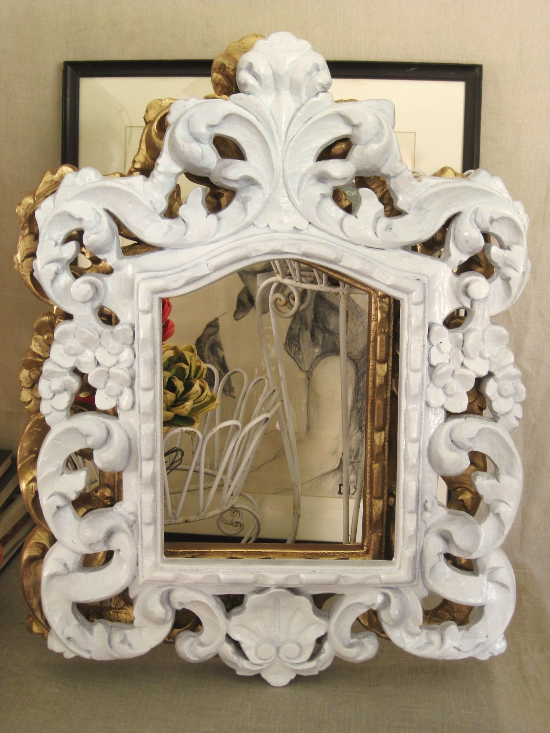 40% off Entire Shop - White Roccoco Frame - Frames/ Mirrors