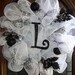 Christmas wreath winter white and black geo mesh