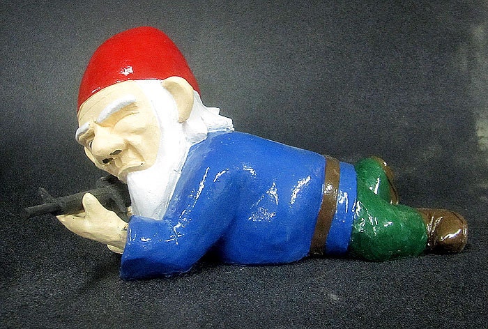 Combat Garden Gnome (in prone position with M-16)