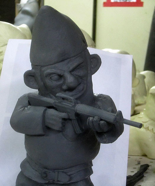UNPAINTED Combat Garden Gnome (in standing position with M-16)