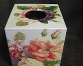 English Rose Tissue Box Cover Wooden Handmade perfect for mothers day