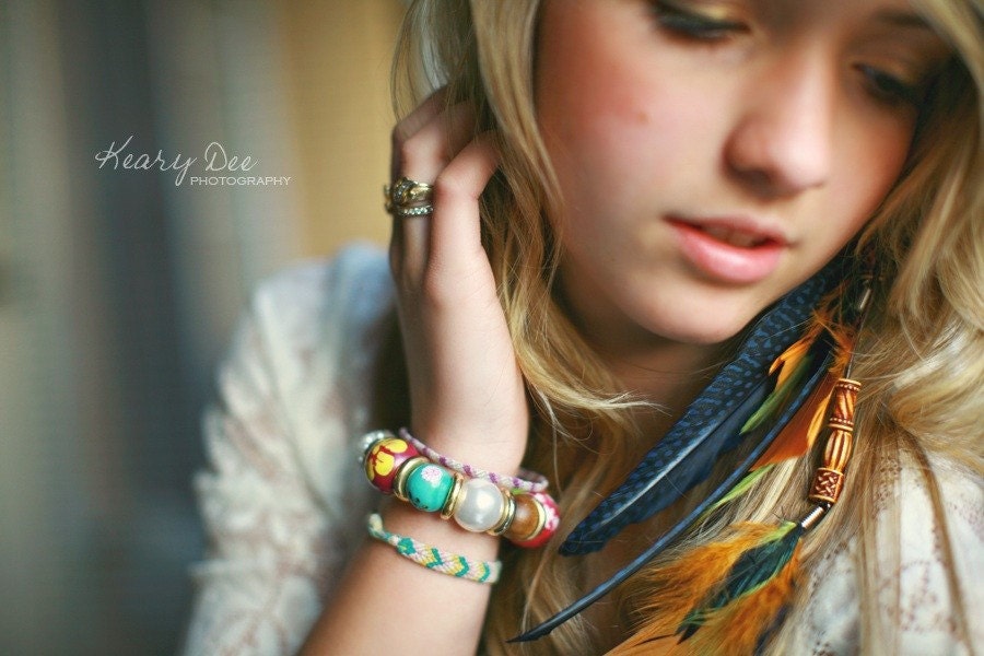 Feather Extension clip or Single Feather Earring "Sunrise"