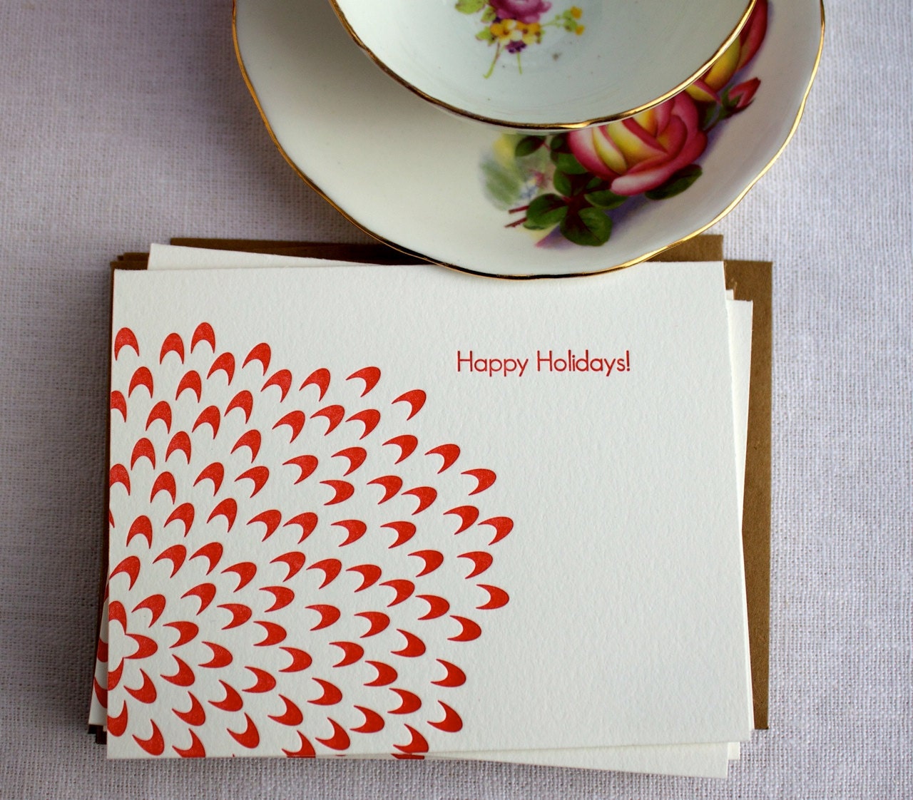50% OFF SALE Letterpress Modern Holiday Card - Set of 6
