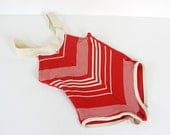 Toddler's Swimsuit Red and White V Striped