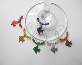 Tropical Fish Baverage Charms - Set of 6 - Hostess Gift Idea - Great for wine glasses, tea and coffee cups, mugs, desserts
