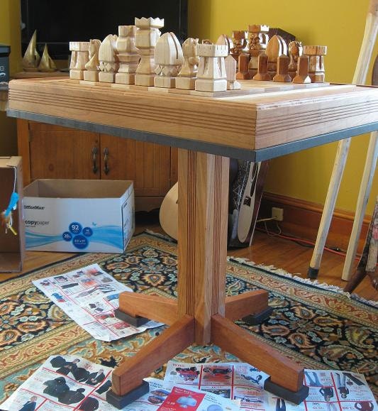 Handmade custom Chess Table etsy Cherry Maple Chess Table hand carved chess pieces