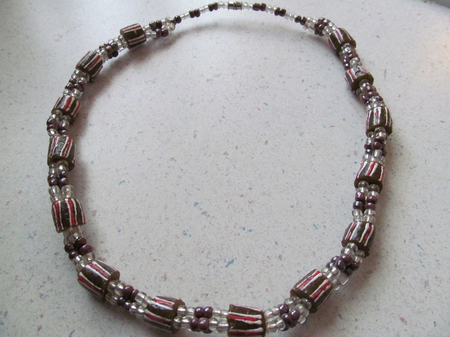 Brown and Maroon Striped Necklace
