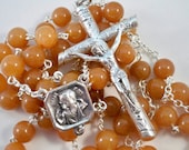 Handmade St Padre Pio Rosary, Red Aventurine, 3D Log Crucifix, "Pray, Hope, and Don't Worry"