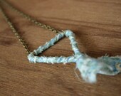 Light Blue Floral Fabric Triangle Necklace by AFineTangle