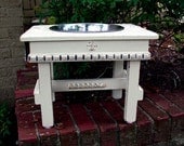 Elevated Pet Feeder For Large Dogs Antique White Shabby Chic One 3-qt Bowl Made to Order