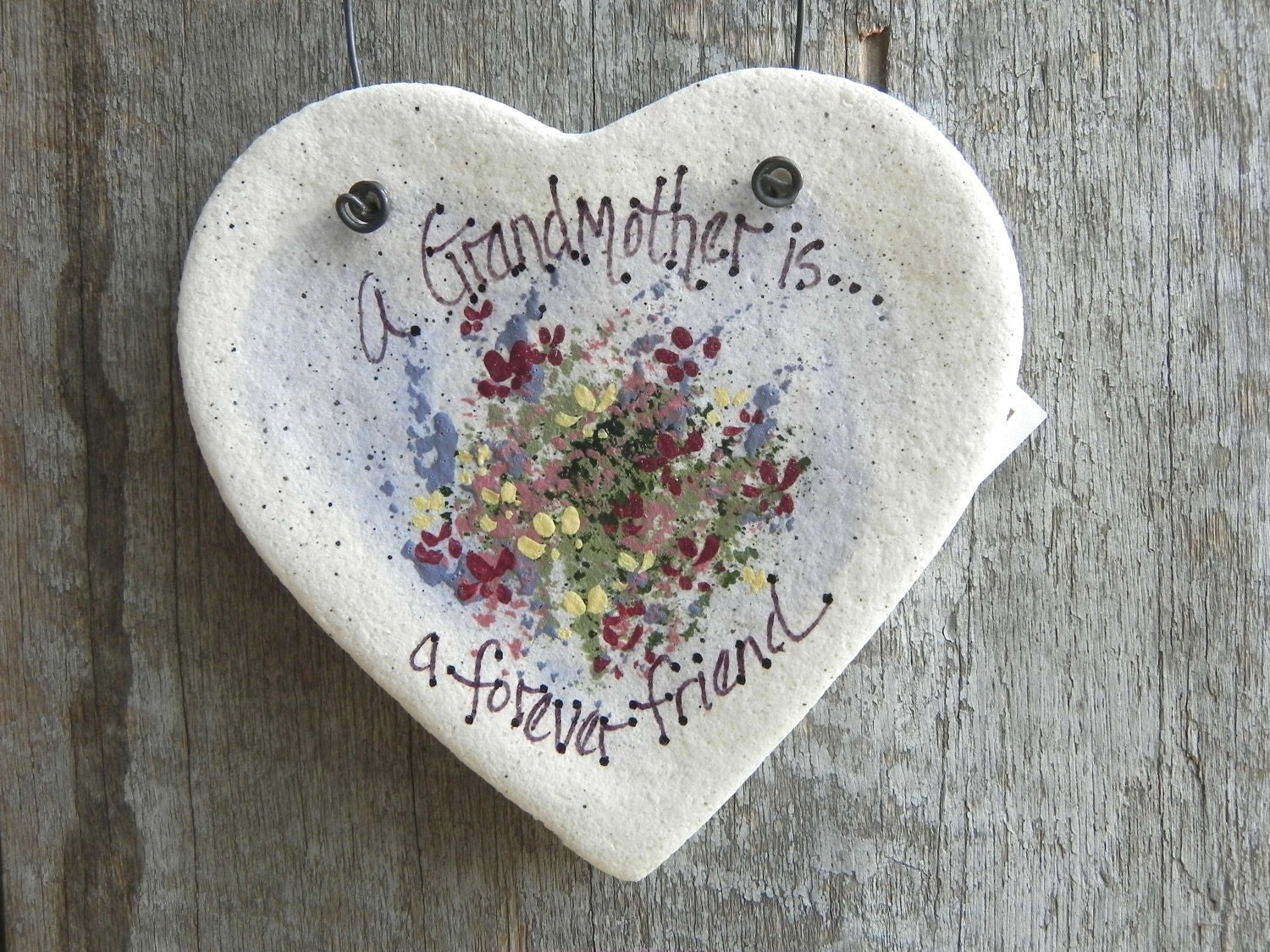 Grandmother Gift Heart Salt Dough Ornament