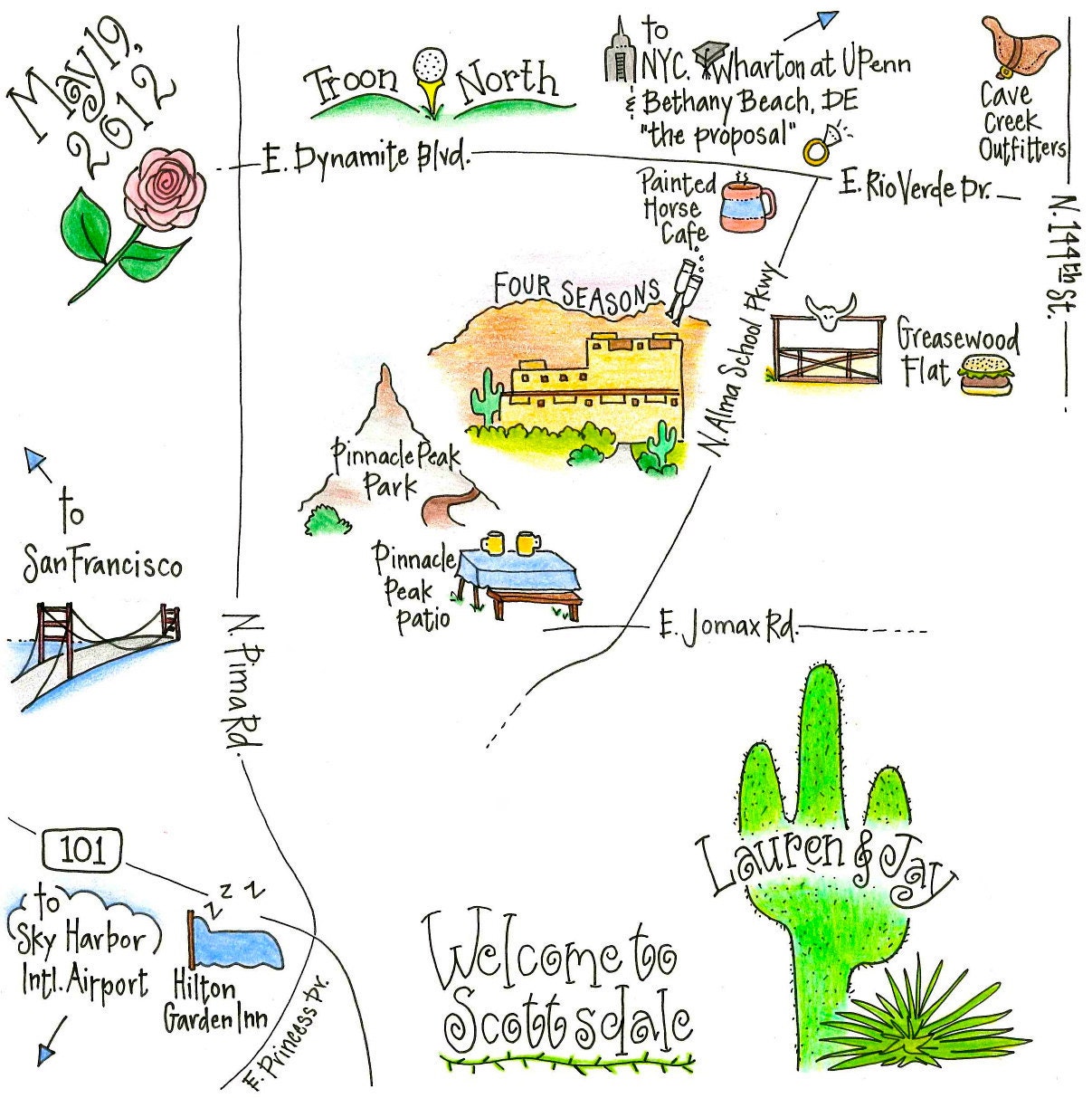 Custom Wedding Map - As seen on greylikesweddings.com
