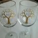 Mr. and Mrs. wedding wine glasses, Fall wedding, heart tree toasting glasses