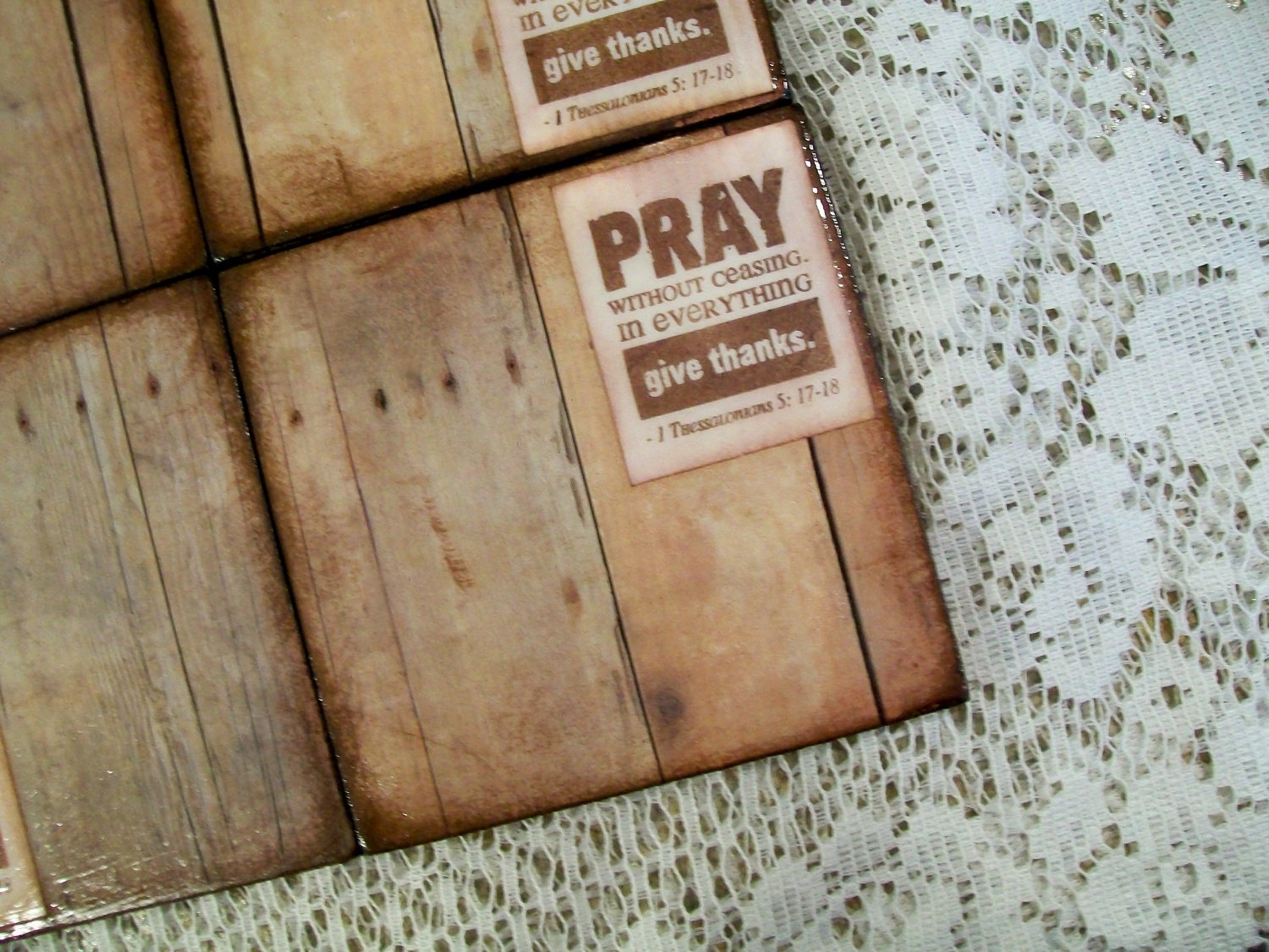 Coasters Wood Beverage 1 Thessalonians 5:17-18 Coasters Pray Without Ceasing
