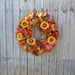 Fall Wreath - Fall Wreath with Golden Sunflower and Fall Leaves Wreath - Fall Sunflower Door Wreath