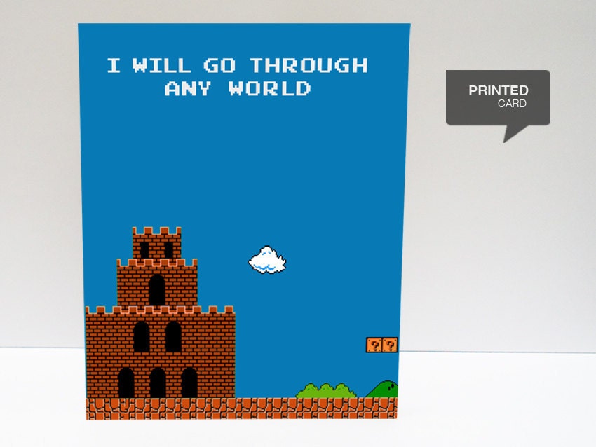 Super Mario 1 (ver. Blue) Love Printed Card