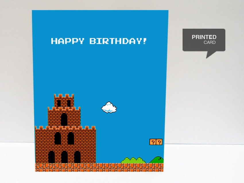 Super Mario 1 Happy Birthday Printed Card