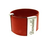 Name Bracelet - Laser Engraved - Stainless Steel - Leather - any  Message