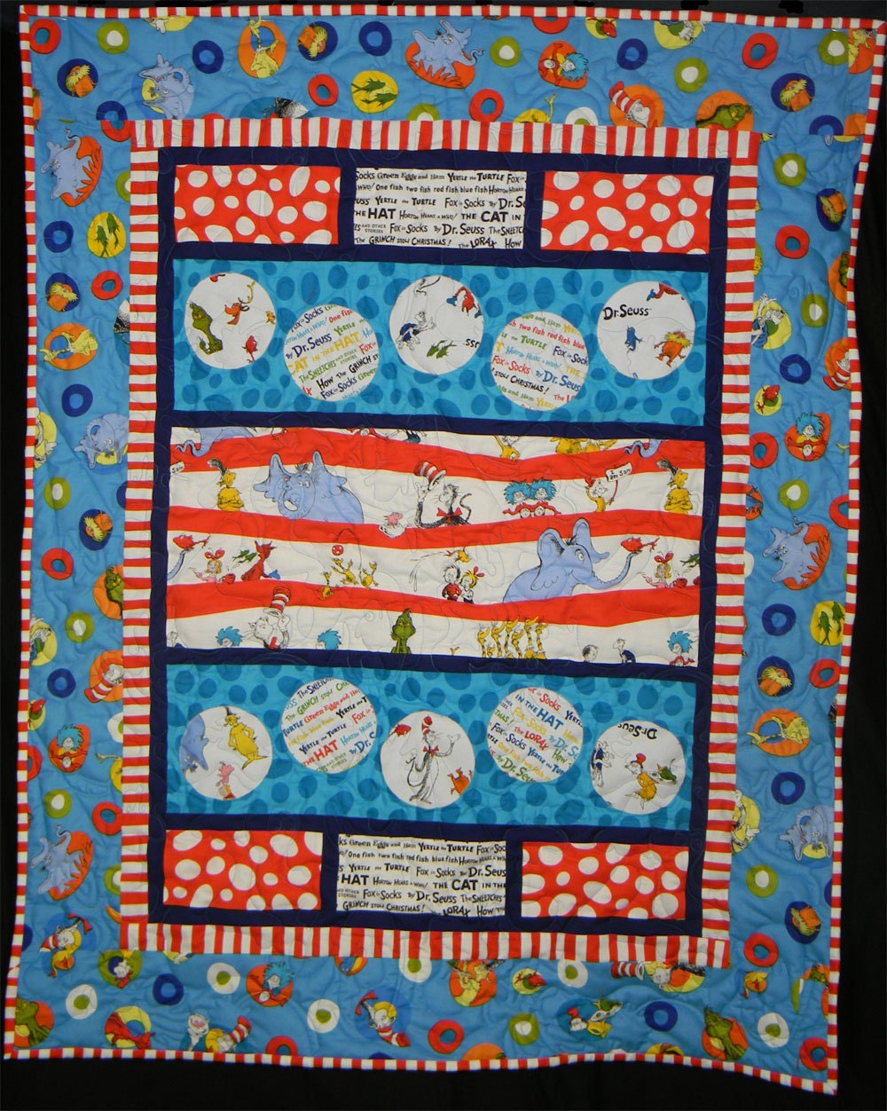 Seuss Let's Party Quilt Custom Modified for Baby Crib Size