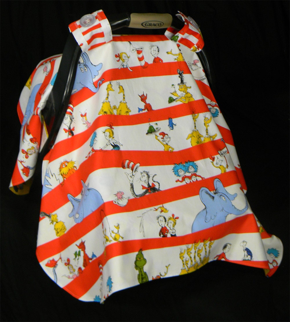 Baby Carrier Custom Cover featuring Dr. Seuss Cat in the Hat Fabric by Robert Kauffman