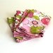 Retro Cloth Napkins, Generous Large Size, Pink and Lime Floral (6)