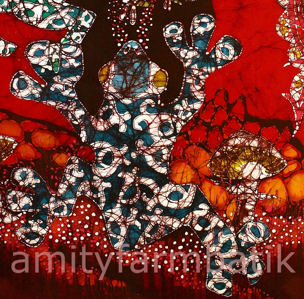 Magic Frogs Rising Detail 1 - print from original batik