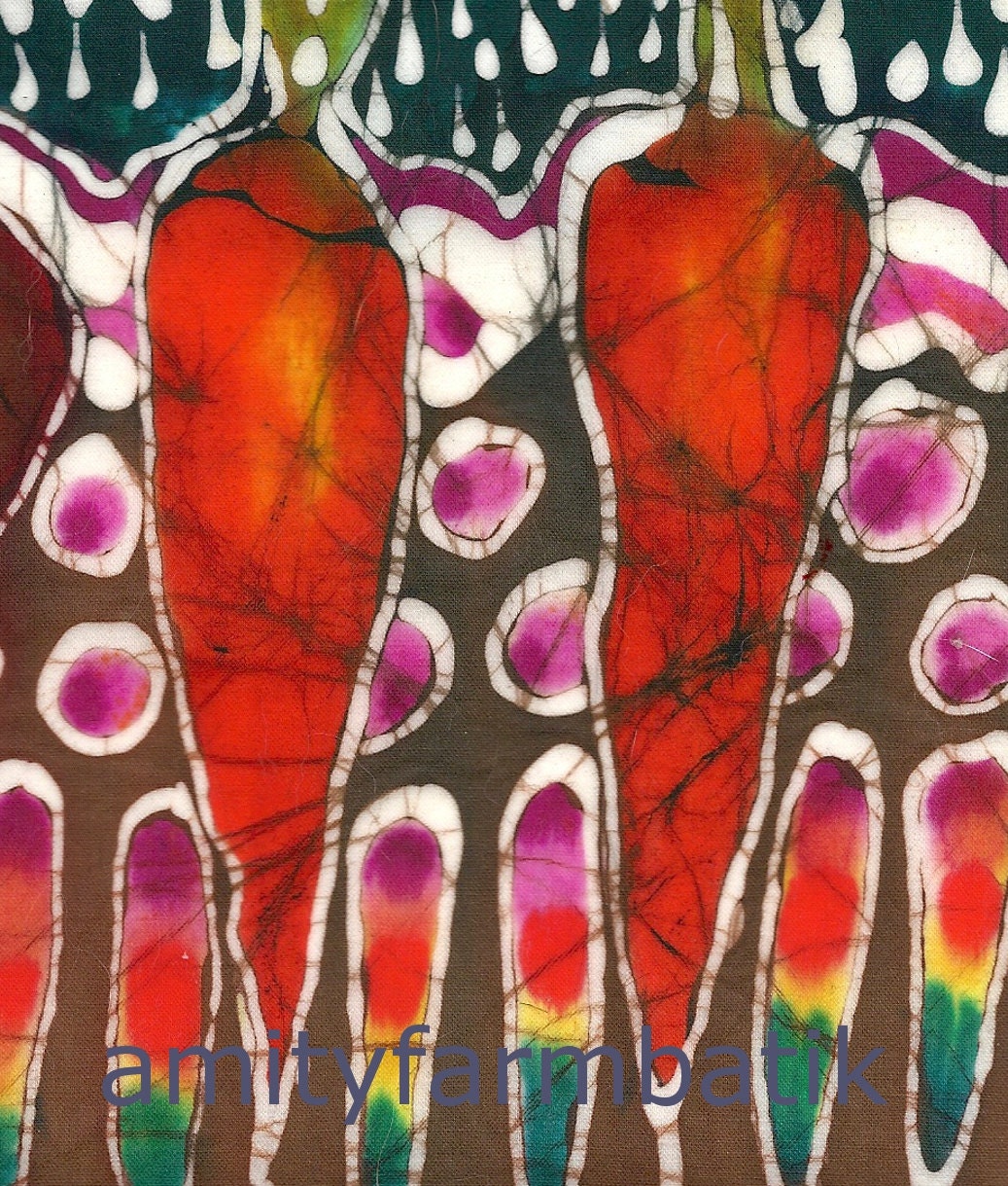 Garden in Summer Rain  - batik - detail print from original
