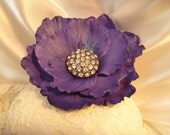 Sugar Gumpaste 5 inch Purple or Pink Pearl Open Rose and Crystal Rhinestone Embellishment Cake Topper