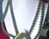 Audrey Schenk Large Silver & Amber Art Glass Southwest Bib Necklace and Removable Earrings