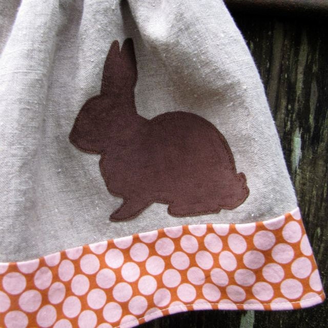 girls skirt - sophie's yoga-top - spring rabbit in chocolate corduroy, natural linen, and polka dot