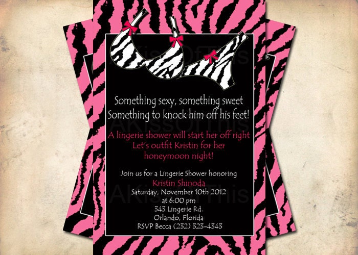 Lingerie Shower Invitation - Hot Pink Leopard Print Bridal Shower - Custom Made Invite