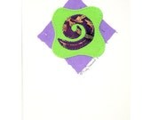 Handmade Greeting Card, Spiral, Purple, Green
