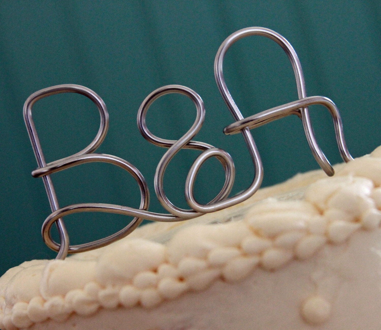Custom Monogram or Initials Silver Wedding Cake Topper